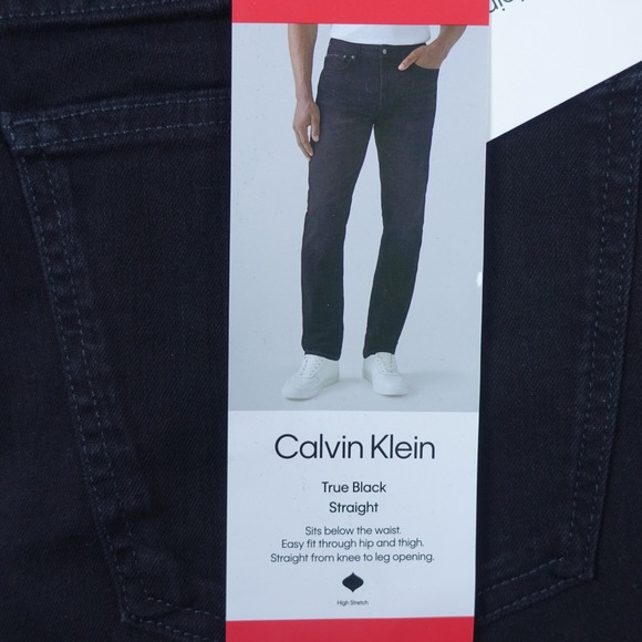 Calvin Klein Men Jeans 34x34 Straight Fit High Stretch True Black 5-Pockets NWT - Picture 2 of 4